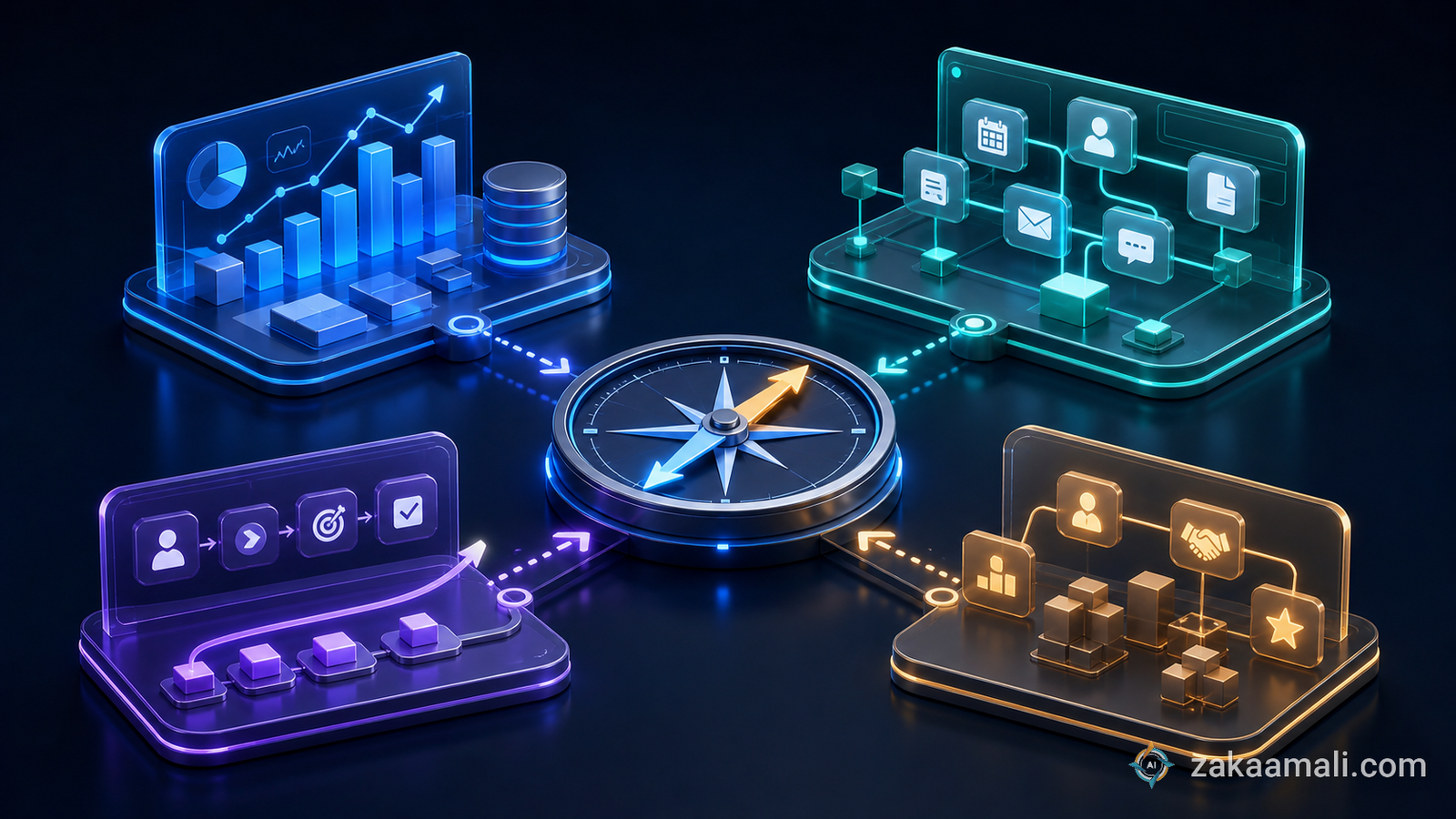 مقارنة بصرية بين أربعة أساليب لاختيار نظام CRM مدعوم بالذكاء الاصطناعي