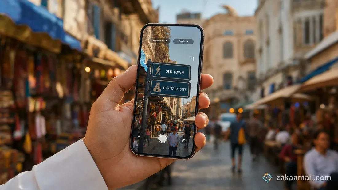 عائلة خليجية تخطط رحلتها حول طاولة المنزل مع خريطة وجدول رحلة ذكي معروض على جهاز لوحي