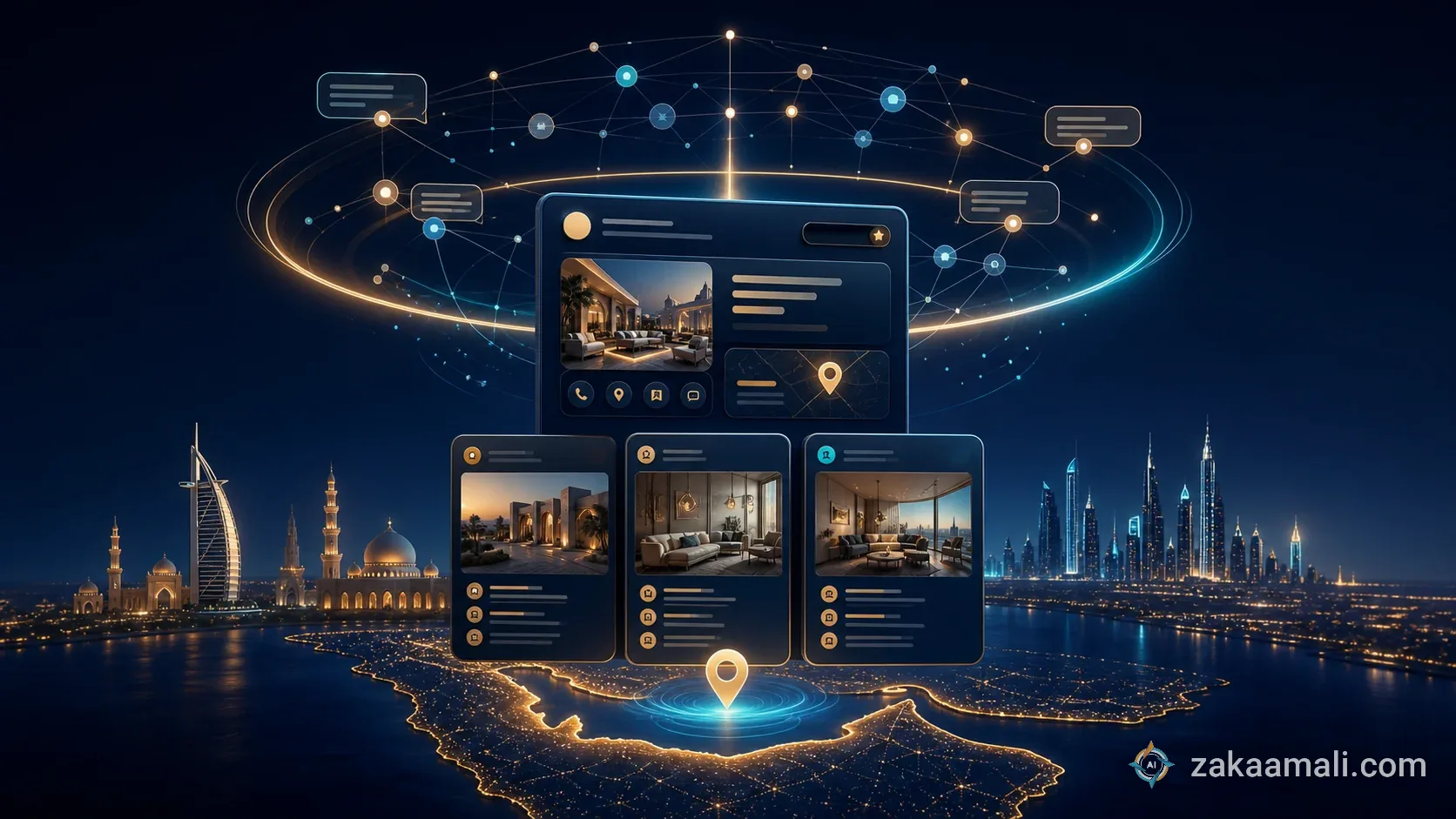 مخطط محتوى عربي يربط صفحة ارتكاز بأسئلة مقارنة وتطبيق ومصادر خارجية