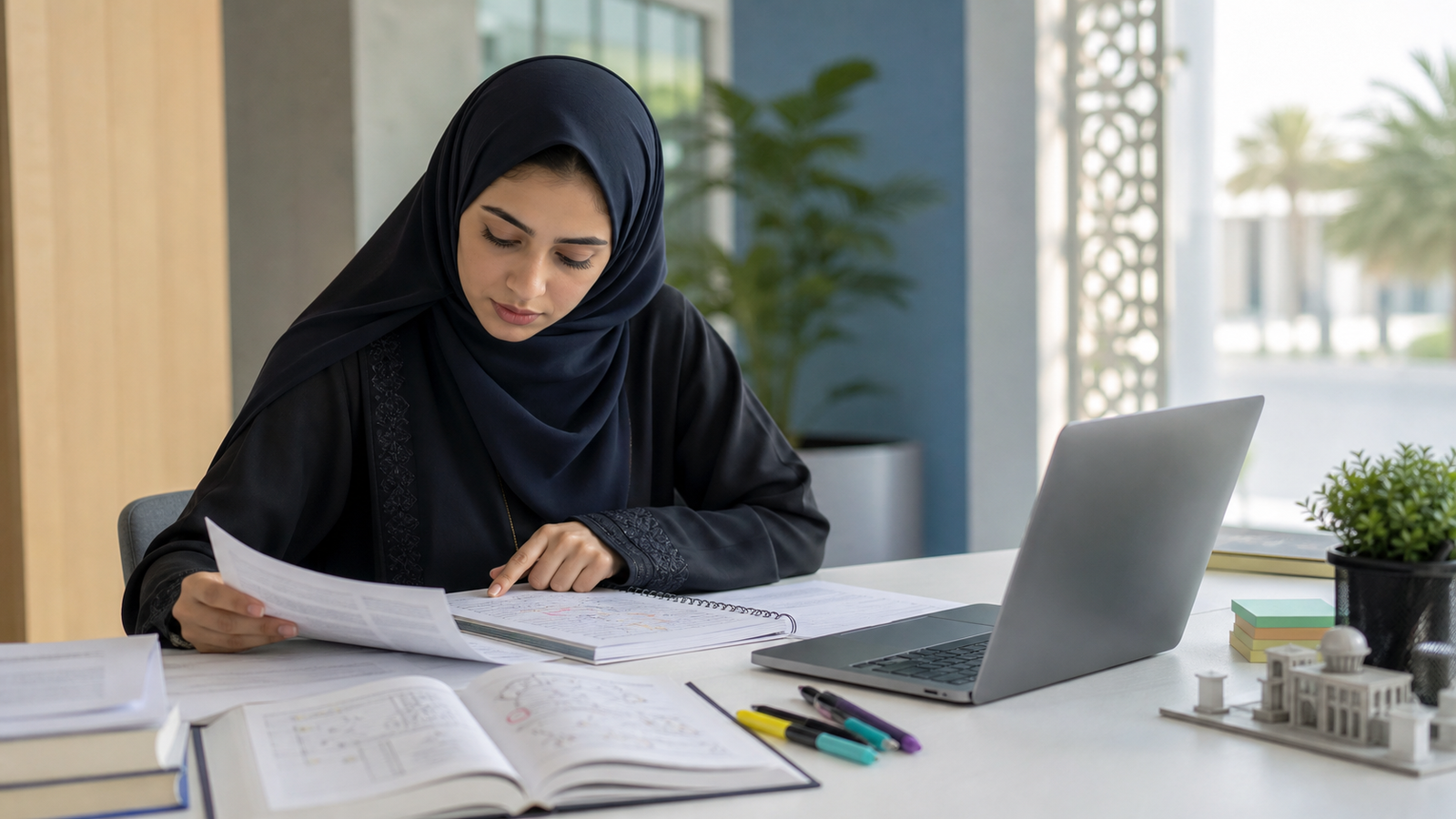 طلاب جامعيون من الخليج يتعاونون في مكتبة لاستخدام أدوات الذكاء الاصطناعي للدراسة
