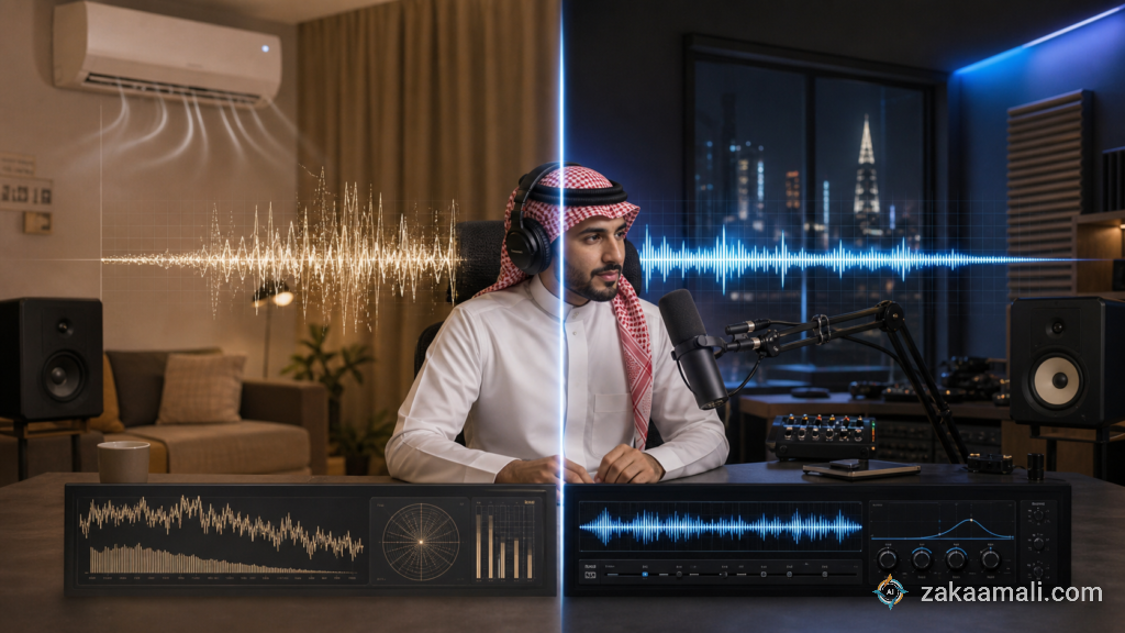 Adobe Podcast بالعربي 2026: نظّف صوت المكيف والصدى مجانًا قبل نشر دورتك