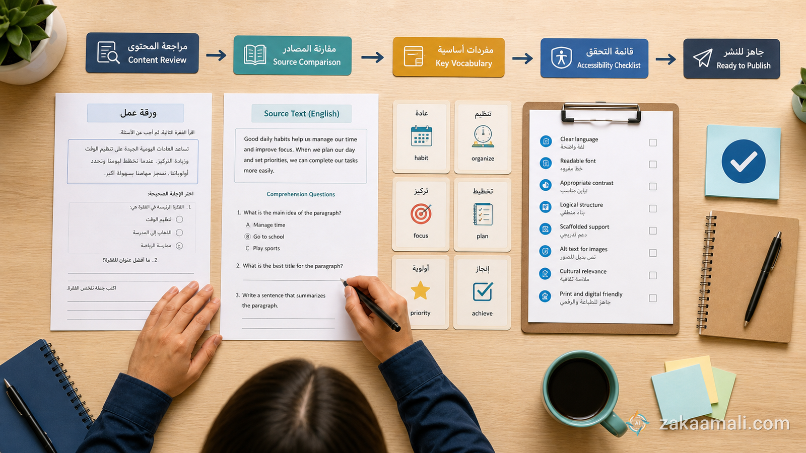 مراجعة جودة المحتوى التعليمي العربي والإنجليزي في Brisk Teaching