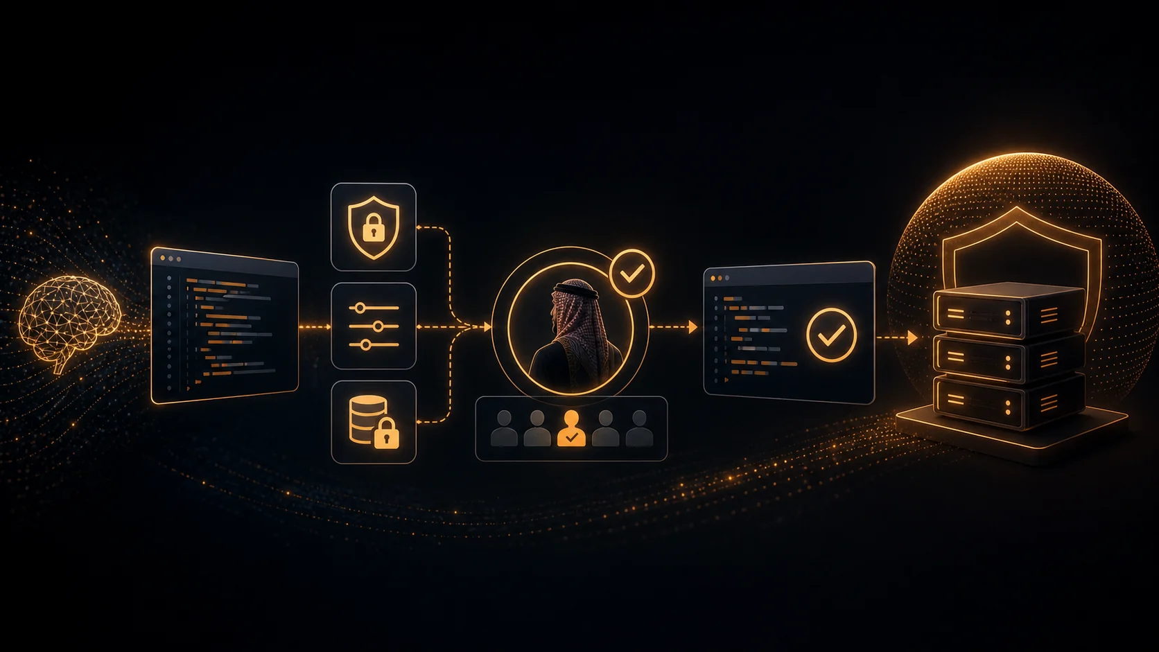 مخطط صلاحيات Claude Code مع بوابة اعتماد بشري وحماية الأسرار البرمجية