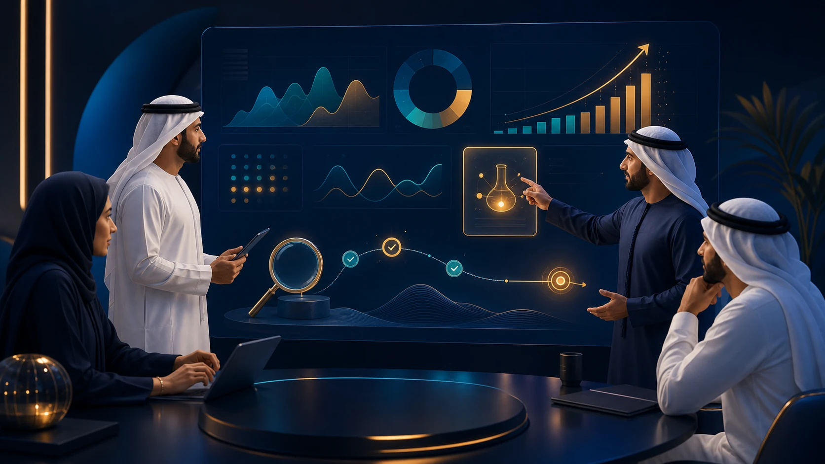 لوحة مراجعة أسبوعية لمؤشرات محتوى السوشيال تشمل الزيارات والعملاء المحتملين وقرار التجربة التالية
