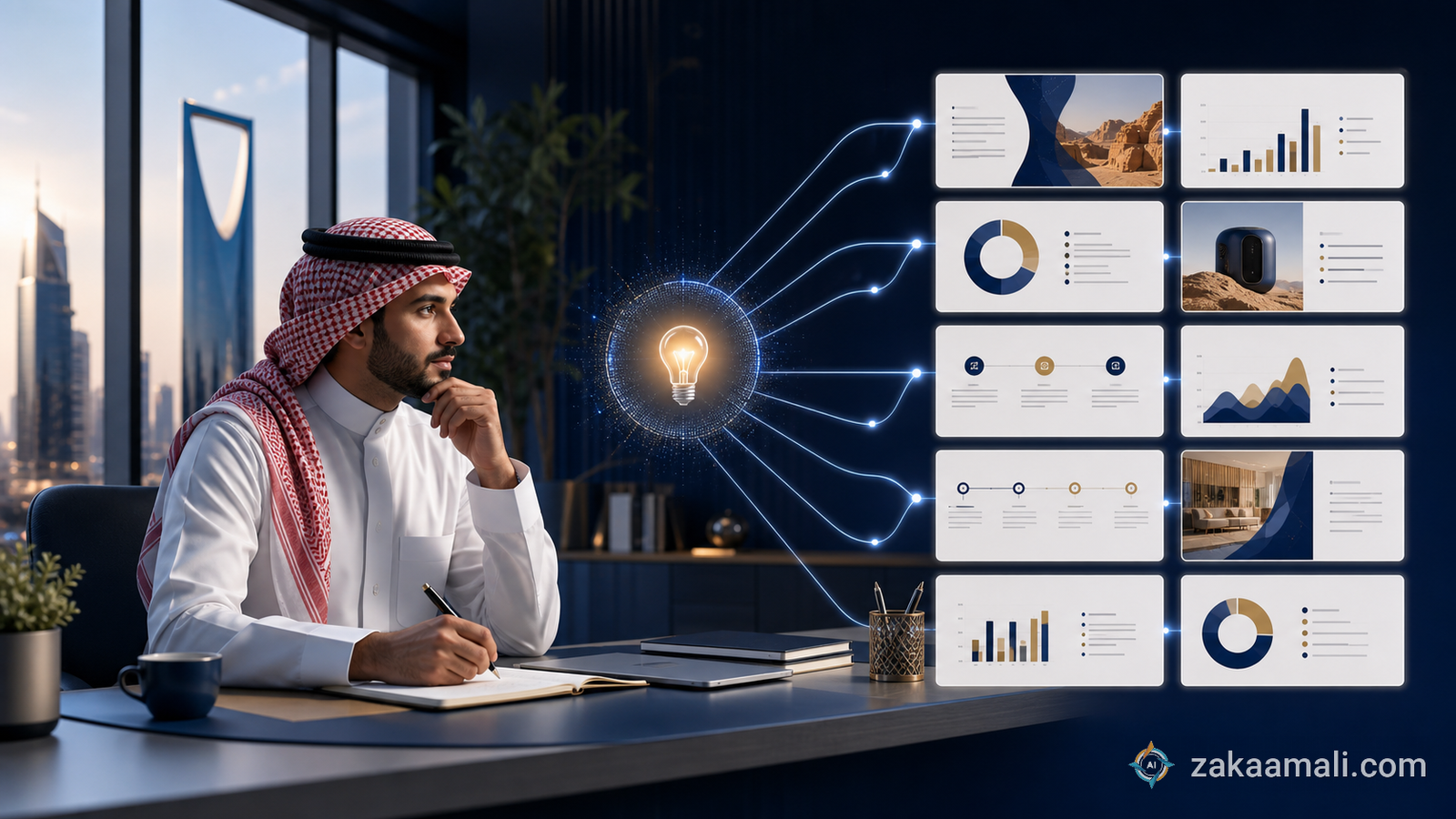 رائد أعمال سعودي يحول موجزًا قصيرًا إلى مخطط عرض منظم عبر Gamma AI