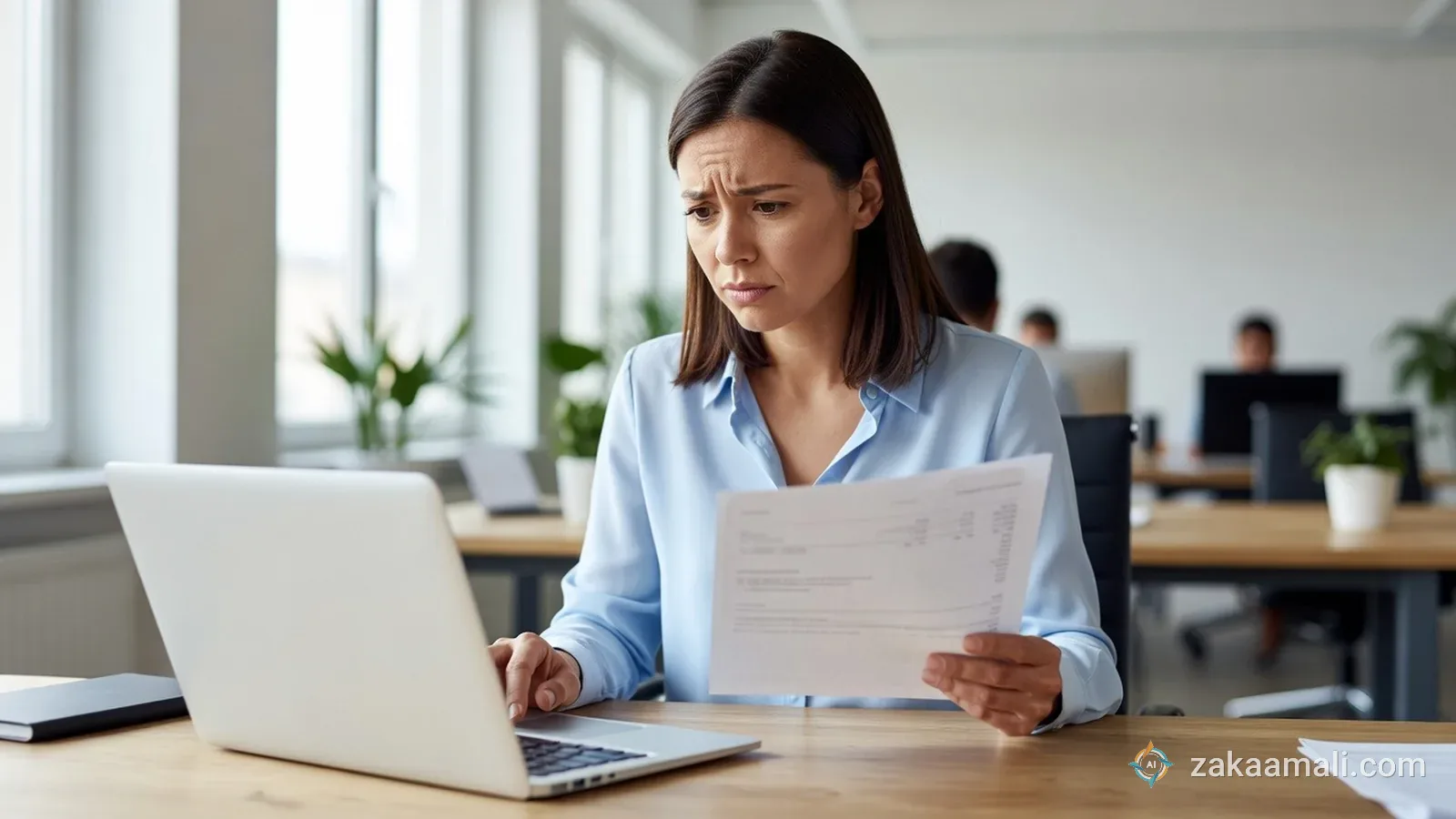 مستخدم يقارن معلومة من الذكاء الاصطناعي بمستند مطبوع للتحقق منها