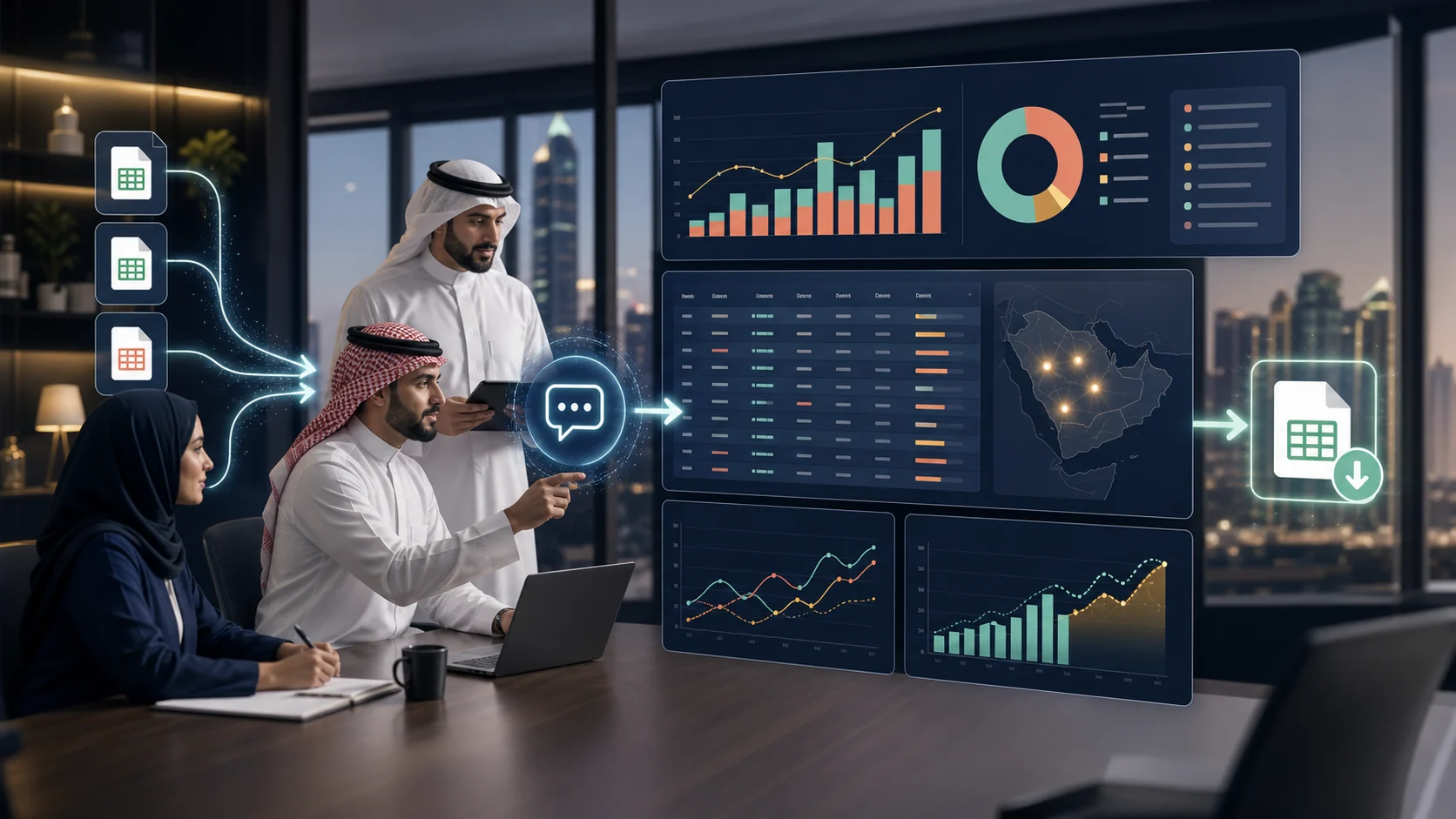 محلل أعمال سعودي يستخدم Kimi AI لفحص ملف Excel ومؤشرات المبيعات