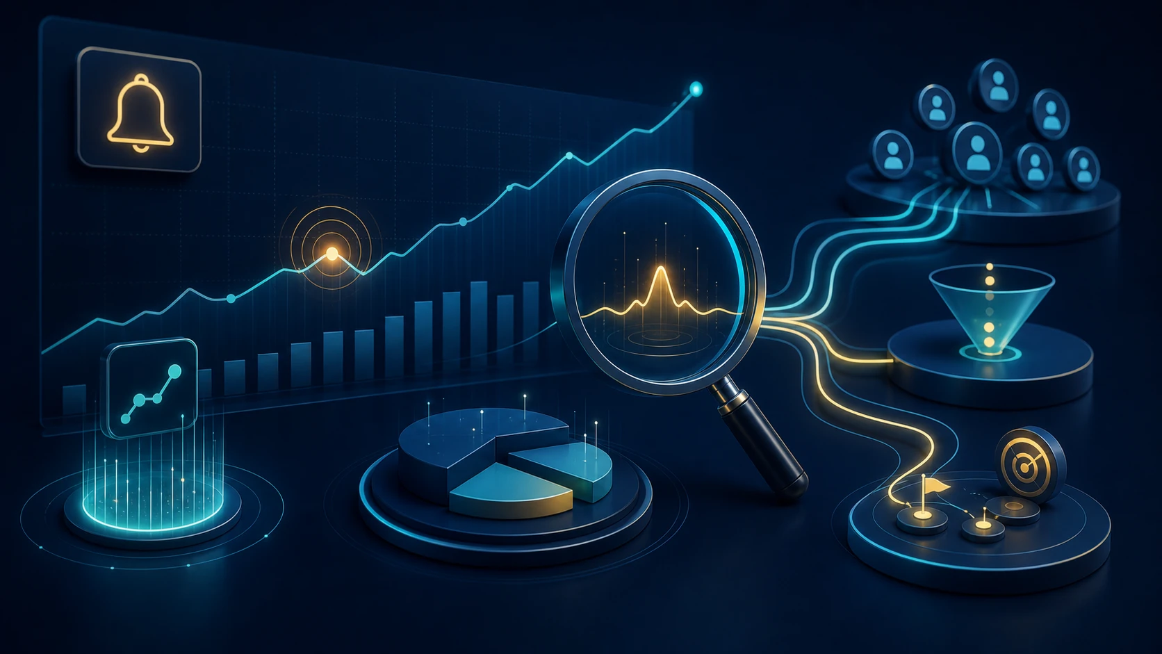 تنبيهات ذكاء اصطناعي في تحليلات التسويق ترصد تغيرات في زيارات السوشيال ميديا والتحويلات