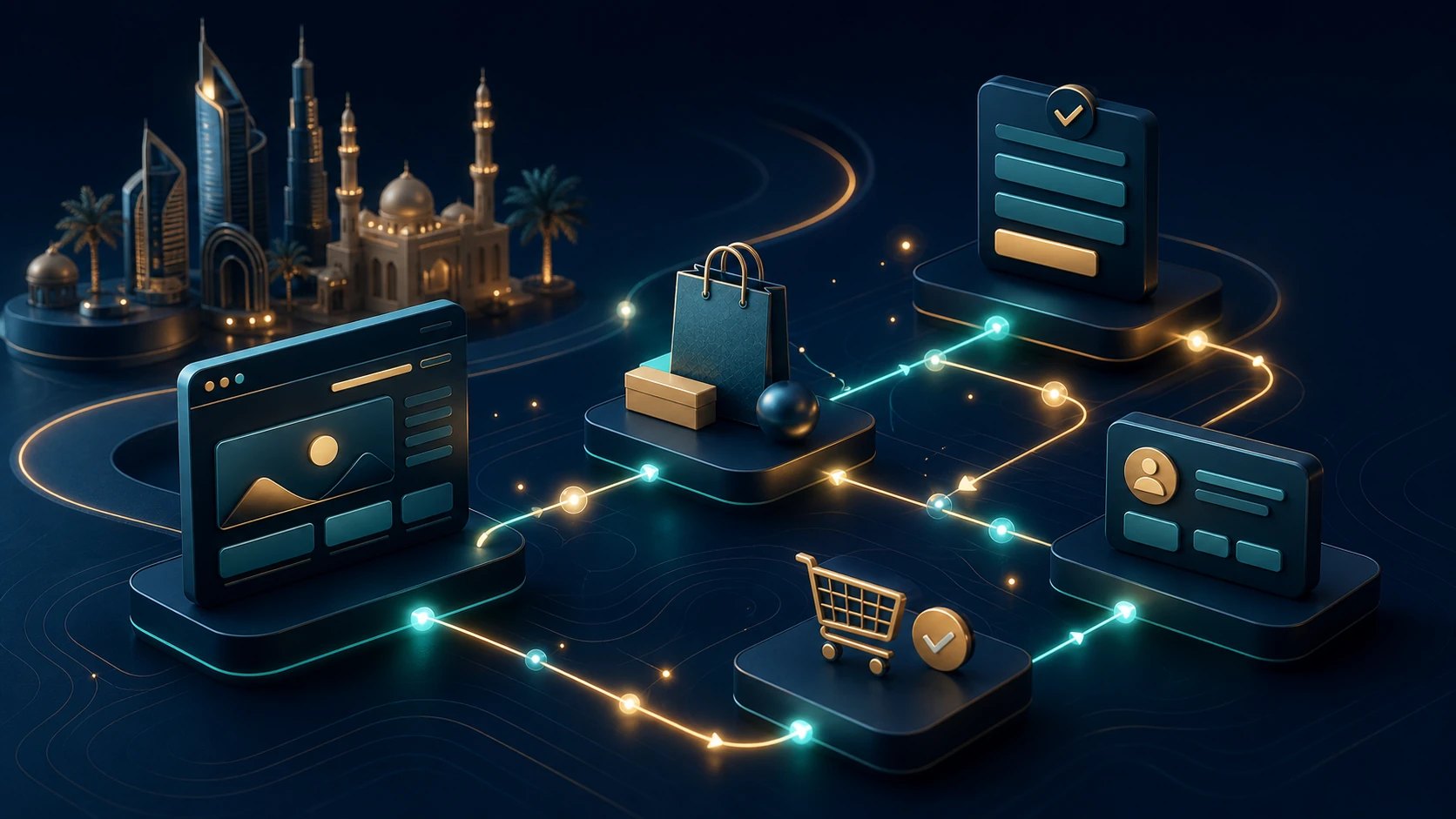 خريطة أحداث GA4 تربط زيارة الموقع والطلب ونموذج العميل المحتمل وCRM بقيمة تسويقية