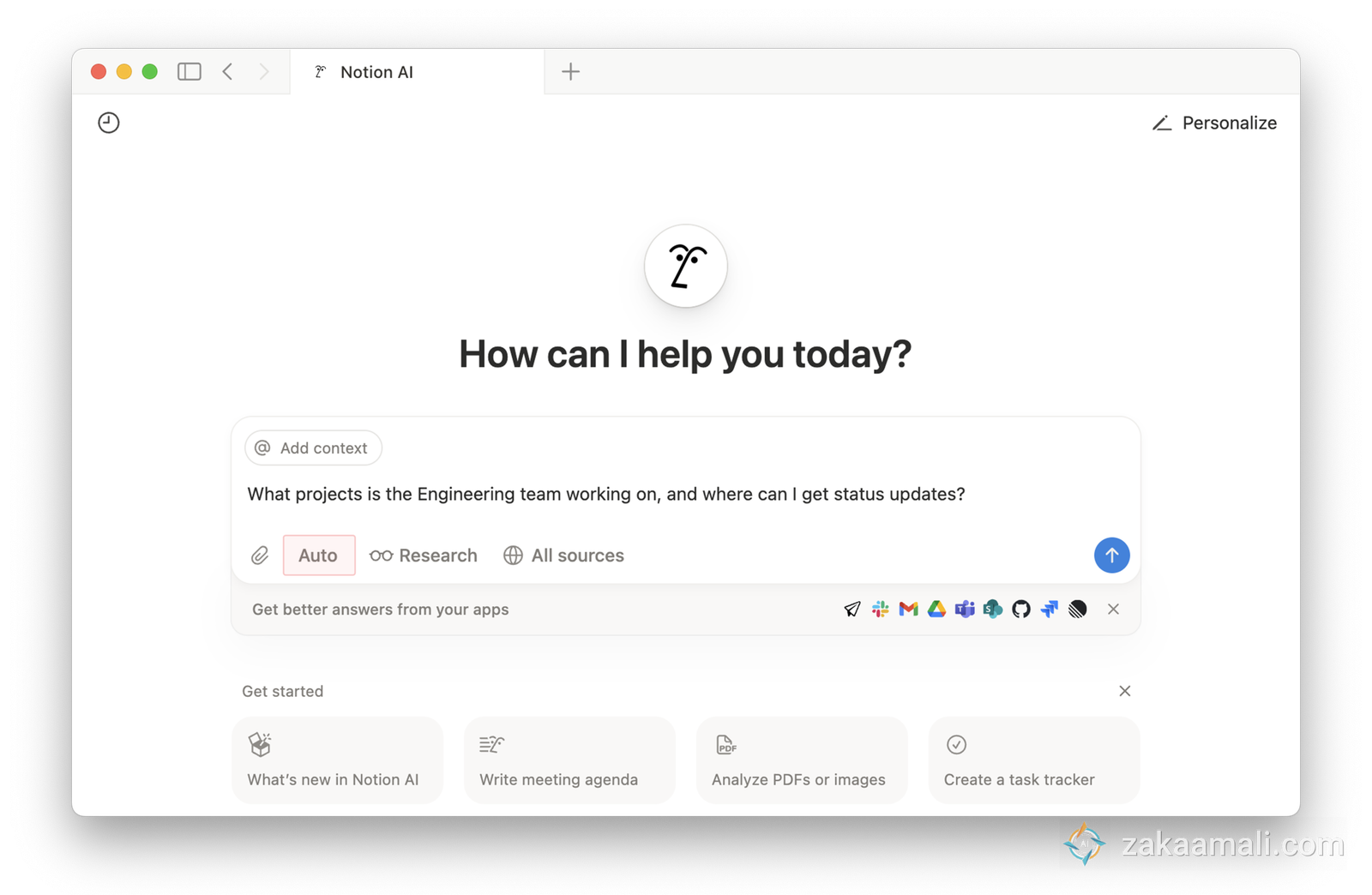 لقطة واجهة Notion AI الرسمية لاختيار نموذج الذكاء الاصطناعي في البحث المؤسسي